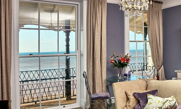 The York Suite lounge leads to a private canopied balcony, Sidmouth